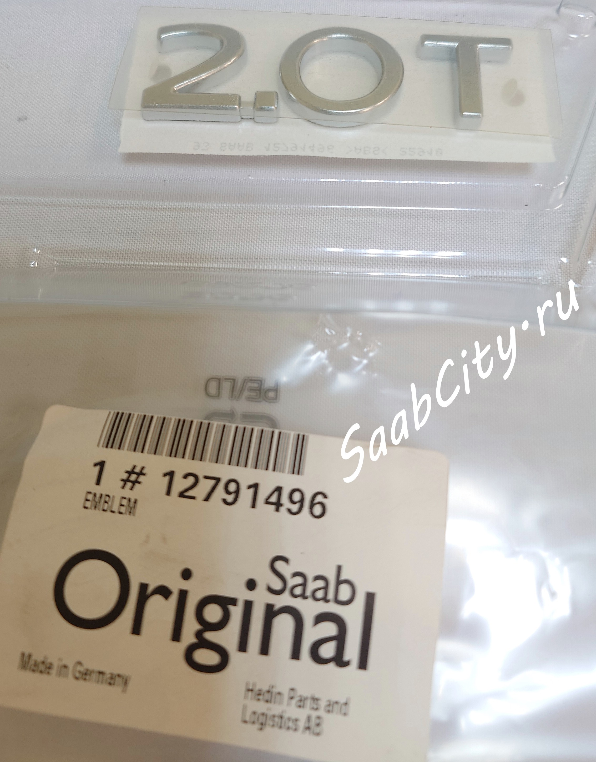 Эмблема задняя (надпись) "2,0 T" SAAB 9-3 SS 4D  2003-2010г.в.