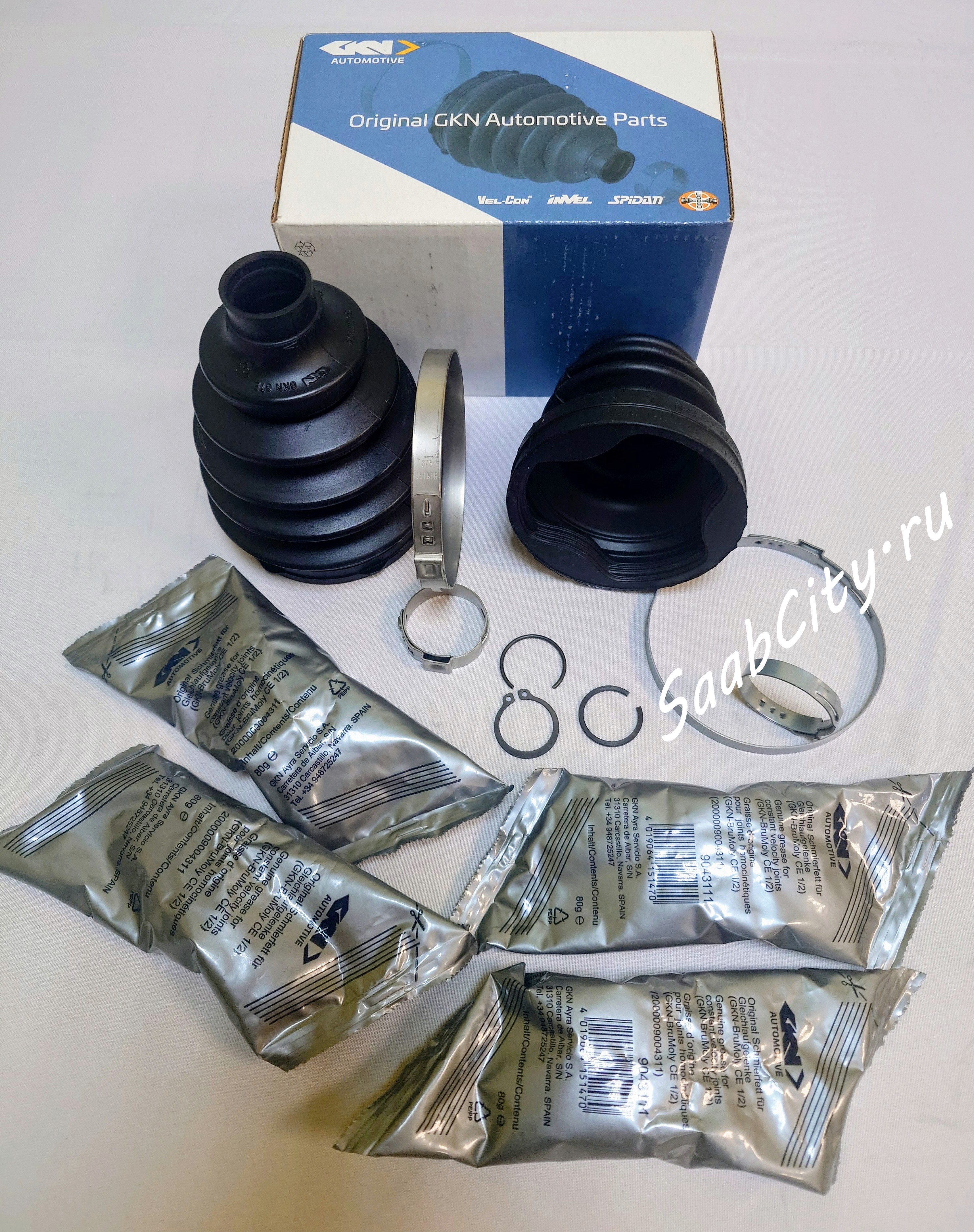 Пыльники заднего привода (комплект 2 шт на ОДНУ ОСЬ) SAAB XWD: 9-3 SS,  9-5 NEW (GKN - LOBRO) (с хомутами и смазкой)